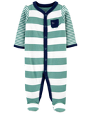 Sleepsuit cotton sọc xanh có túi cài nút thumbnail_1