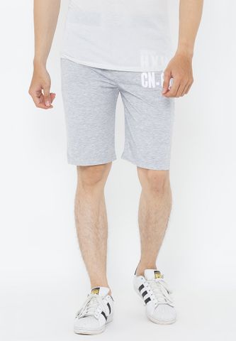 Quần shorts Titishop màu xám nhạt in số 69 và chữ trắng