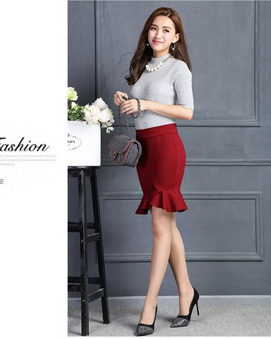 Chân váy nữ Kaki thun co giãn CV171107  (Đỏ)