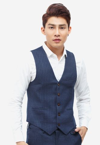 Áo ghile NAM Titishop GL07 xanh navy sọc xám