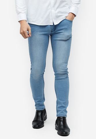 Quần jeans Titishop QJ153 màu xanh dương wash ống