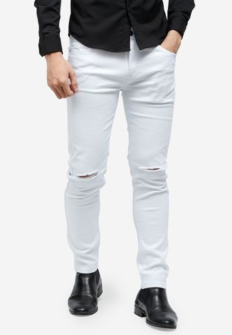 Quần jeans Titishop QJ157 màu trắng rách gối​