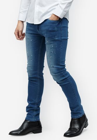 Quần jeans Titishop QJ147 màu xanh dương wash bạc
