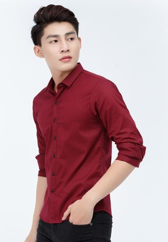 Áo sơ mi Slimfit Titishop SM532 tay dài màu đỏ đô