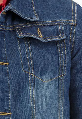Áo khoác jean Titishop AKN451 màu xanh đen viền chỉ vàng