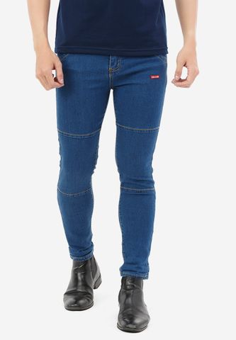 Quần Jeans Titishop QJ167 ỐNG CÔN màu xanh dương phối chỉ nổi vàng