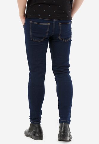 Quần Jeans Titishop QJ165 ỐNG CÔN màu xanh dương đậm phối chỉ nổi vàng