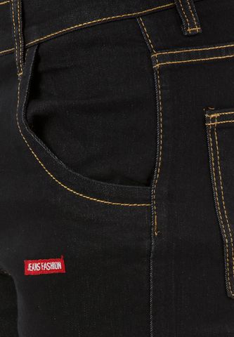 Quần Jeans Titishop QJ164 ỐNG CÔN màu đen phối chỉ nổi vàng