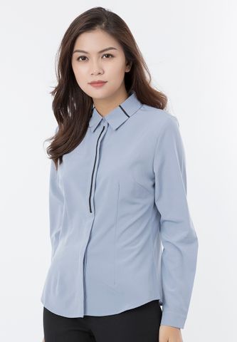 Áo sơ mi Titishop SMN34 xanh jean viền đen