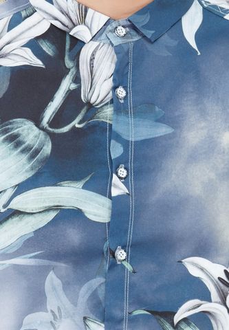 Áo sơ mi Titishop SM550 tay ngắn màu xanh jean họa tiết hoa
