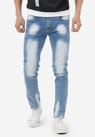 Quần jeans Titishop QJ197 màu xanh dương phối wash