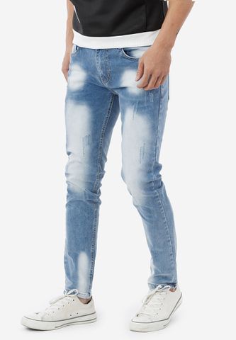 Quần jeans Titishop QJ197 màu xanh dương phối wash