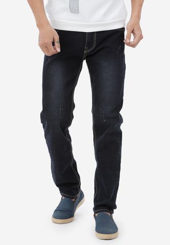 Quần jeans Titishop QJ200 màu xanh đen phối wash