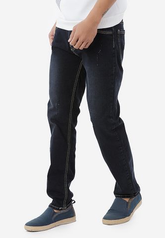 Quần jeans Titishop QJ200 màu xanh đen phối wash
