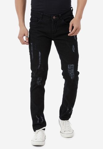 Quần jeans Titishop QJ194 mài xước màu đen