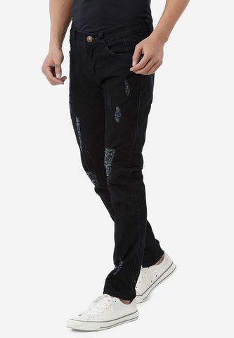 Quần jeans Titishop QJ194 mài xước màu đen