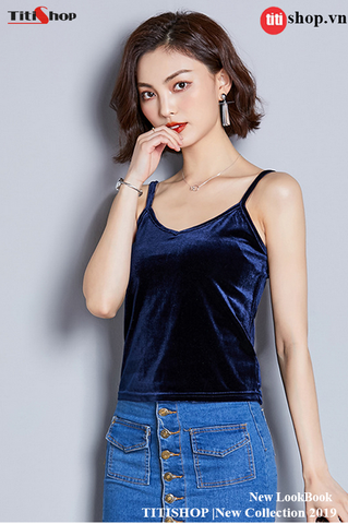 Áo lá mặc vest Titishop AOL125 Xanh Navy nhung