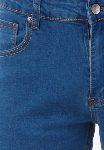 Quần jeans nam Titishop QJ176 màu xanh dương ống đứng rách gối