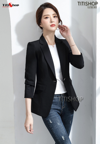 Aó vest Blazer nữ Titishop ANN249 Đen Luxury