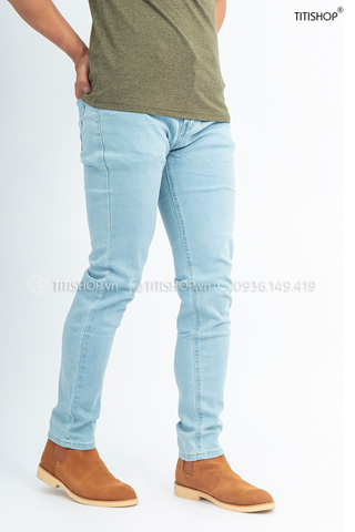 Quần jeans Titishop QJ161 wash bạc màu xanh da trời