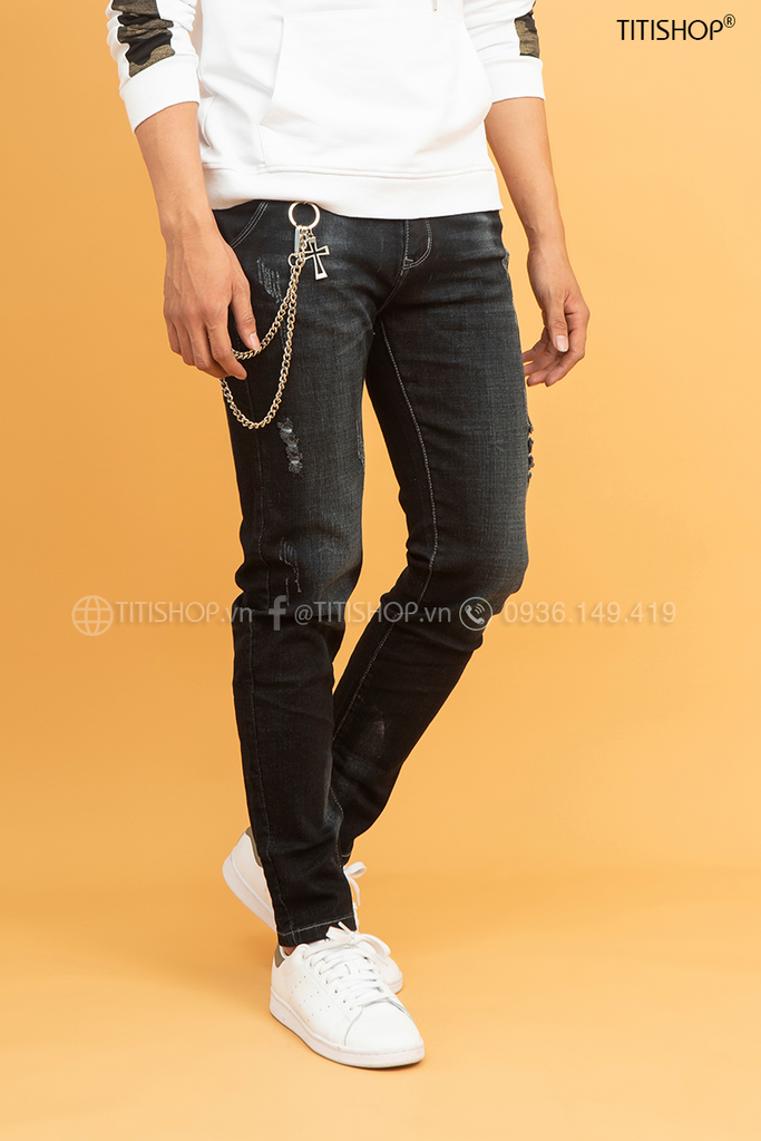 Quần jeans Nam Titishop QJ274 Wax co giãn