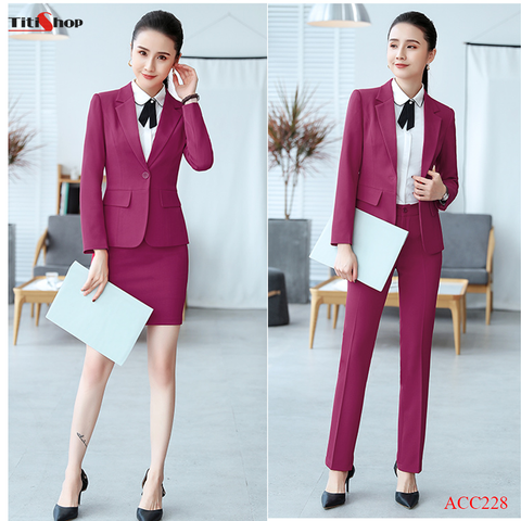 Áo vest Nữ Titishop ACC228 Đỏ tím 1 nút cài