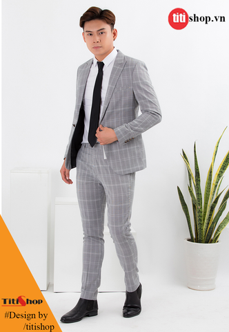 Bộ vest nam Titishop AVN200 Sọc Xám Bộ vest nam Titishop AVN200 Sọc Xám