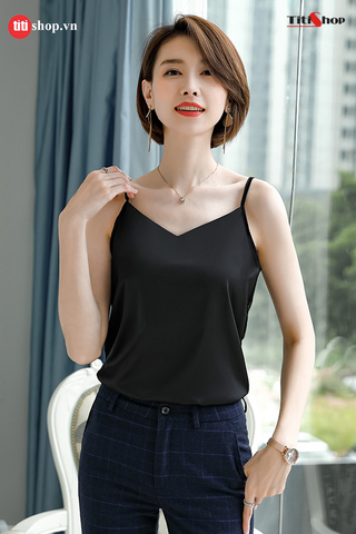 Áo lá mặc vest Titishop AOL95 Đen Cổ V