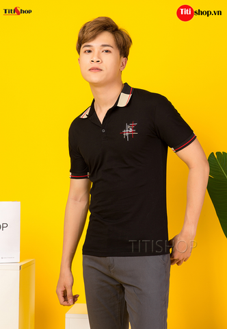 Áo Thun Cổ bẻ Titishop AT494 Đen