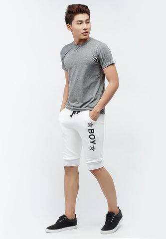 Quần shorts Titishop màu trắng phối chữ BOY