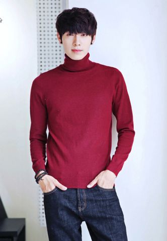 Aó thun len tay dài AT401 đỏ cổ cao Aó thun len tay dài AT401 đỏ cổ cao