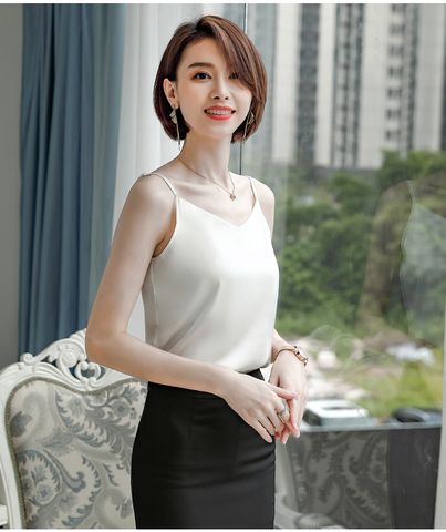 Áo lá mặc vest Titishop AOL98 Trắng Cổ V