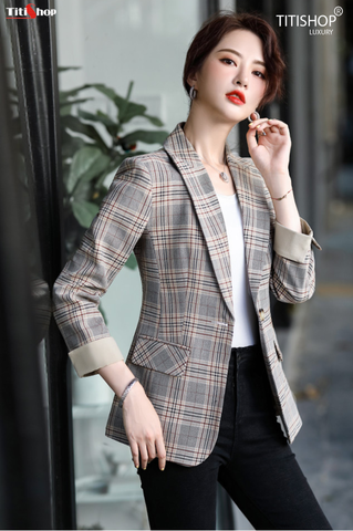 Áo vest Blazer nữ Titishop ANN256 Sọc Luxury