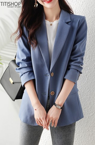 Áo Blazer Nữ Titishop BNN475 Xanh