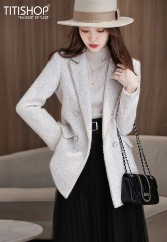 Blazer Nữ Titishop MTN54 Trắng ( Đặt 6-8 Ngày )