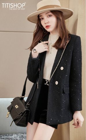 Blazer Nữ Titishop MTN55 Đen ( Đặt 6-8 Ngày )