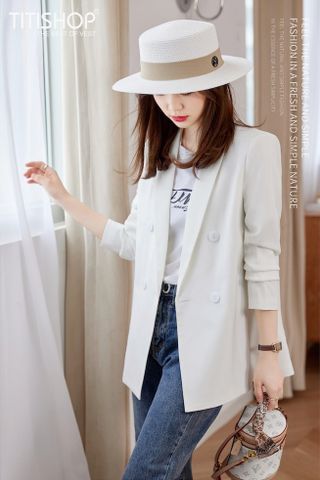 Áo Blazer Nữ Titishop BNN426 Trắng