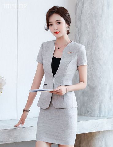 Áo Vest Nữ Titishop ACC1011 Xám Tay Ngắn