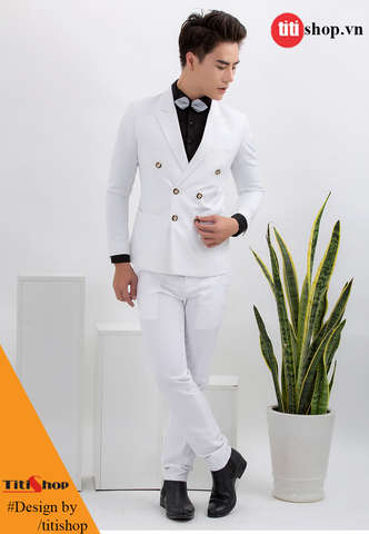 Bộ vest nam Titishop AVN173 6 nút trắng Bộ vest nam Titishop AVN173 6 nút trắng