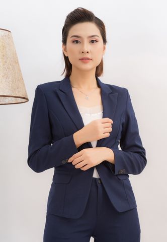 Aó vest nữ Titishop ACC301 xanh navy 1 nút cài