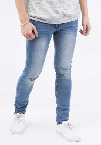 Quần jeans Nam  rách gối màu đen QJ102 ( Xanh)