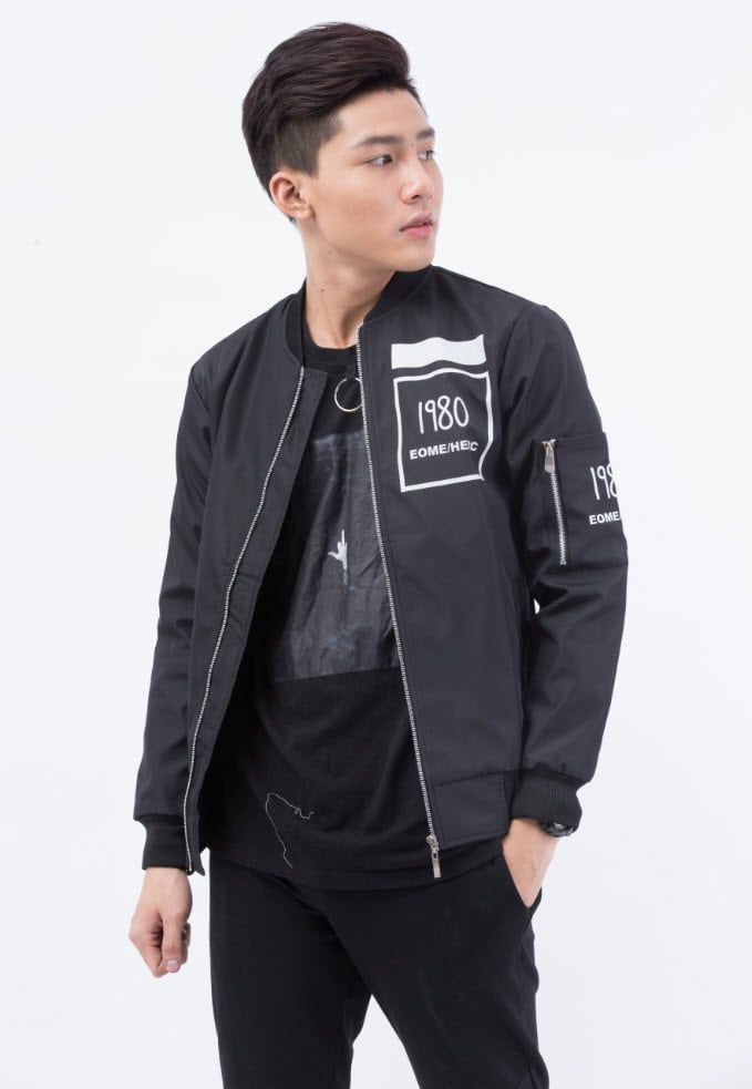 Áo khoac Dù cán cứng bomber AKN413 ( Đen )