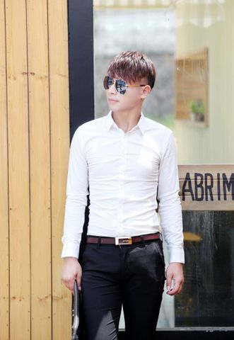 Aó sơ mi trơn Body SM372  KHÔNG NHĂN ( Trắng )