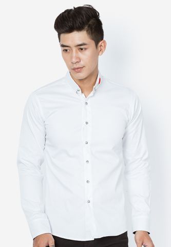 Áo sơ mi nam thêu hoa hồng SM173 ( trắng )