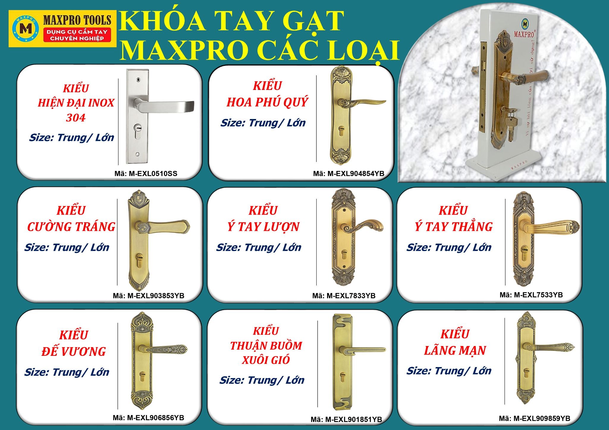 KHÓA TAY GẠT KIỂU THUẬN BUỒNG XUÔI GIÓ  (TRUNG)-MT-EXL901851YB