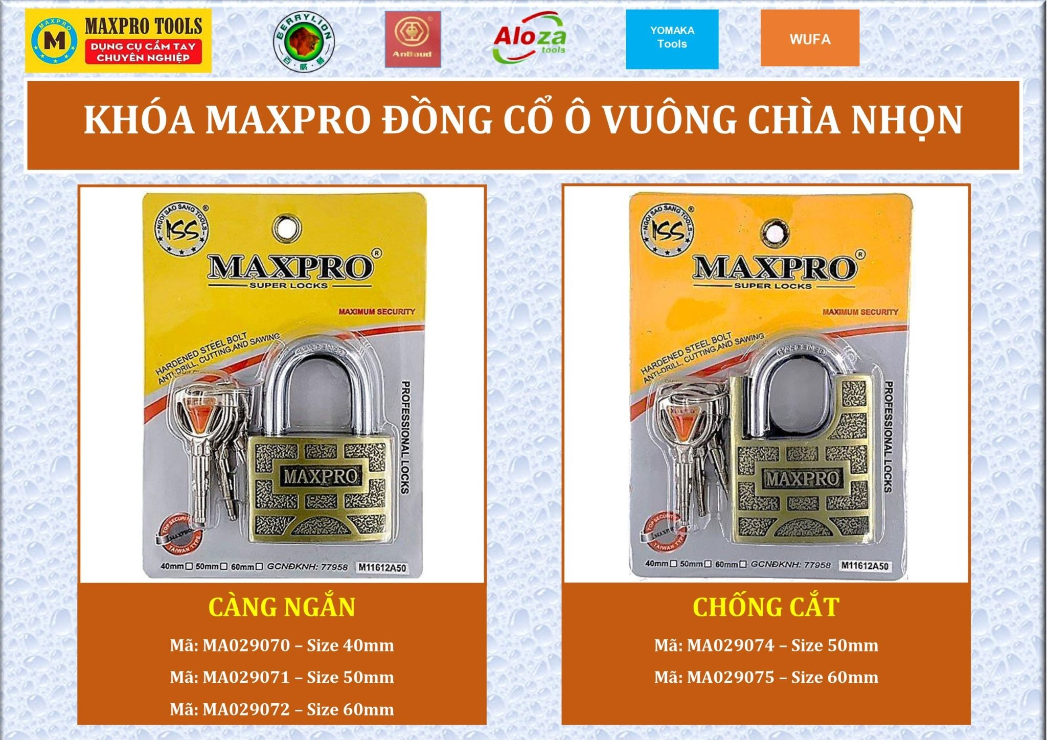 Khóa đồng cổ chìa nhọn Maxpro-MCN456