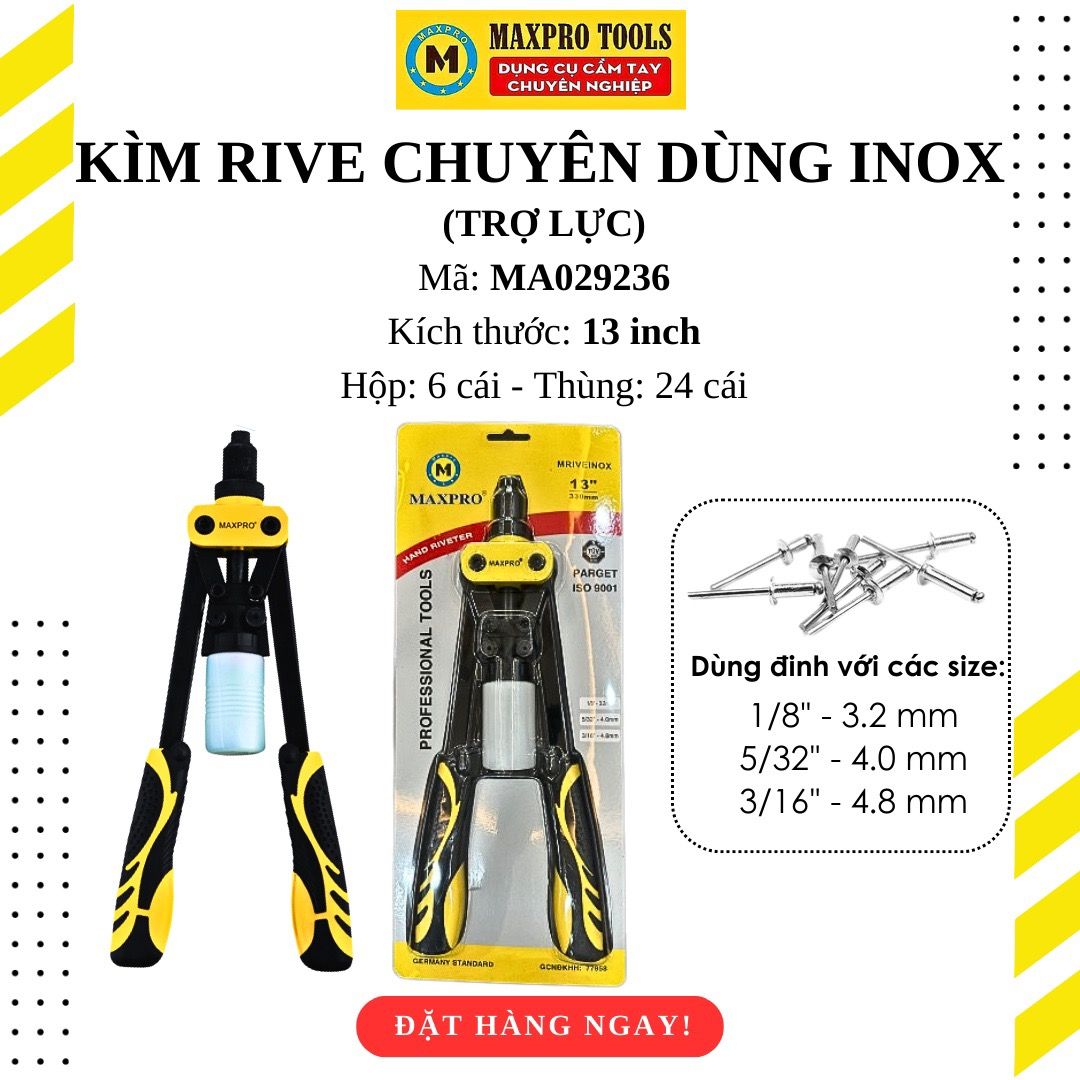 Kìm bấm đinh rive Inox chuyên dùng Maxpro-MRIVE13