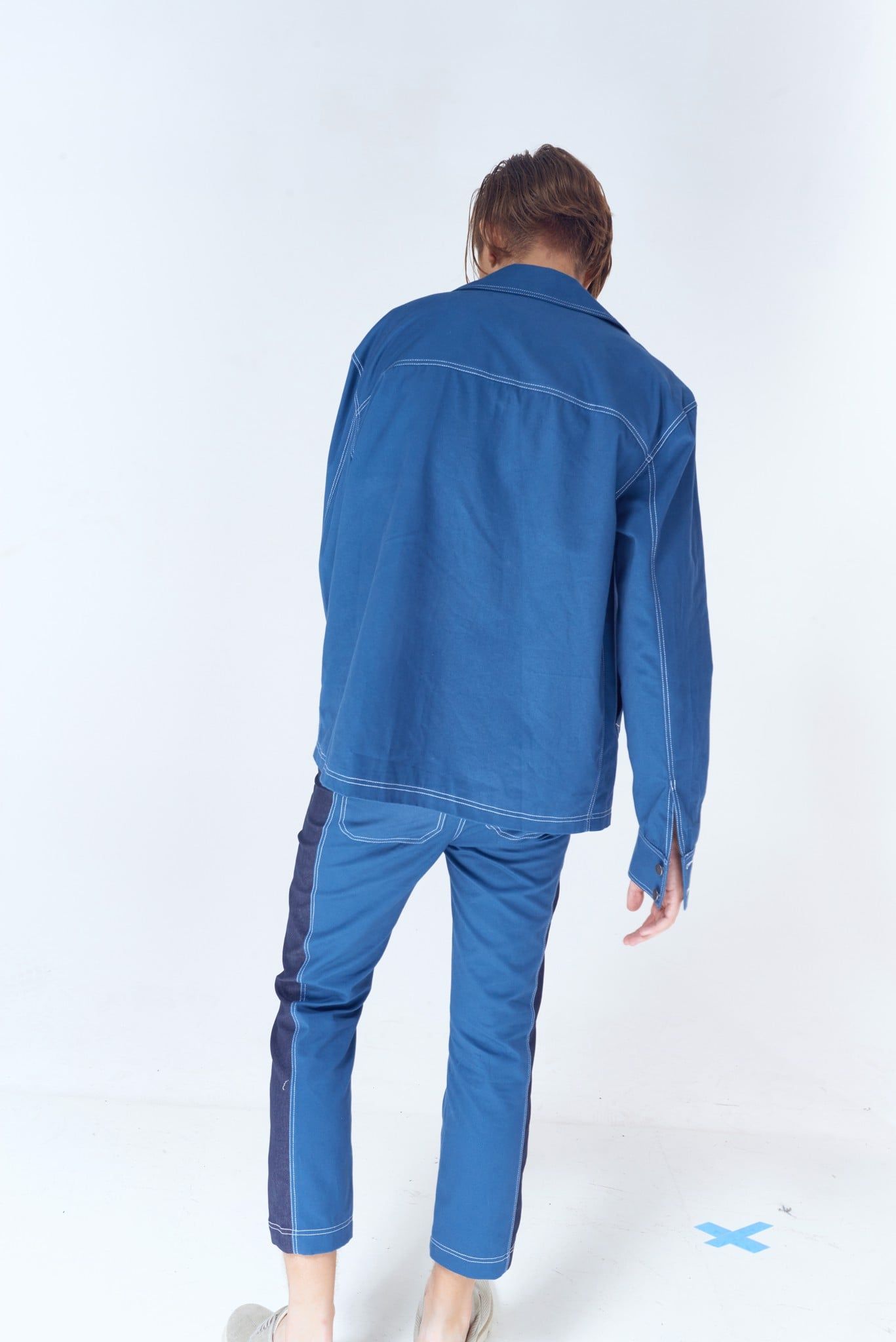 Contrast Panel Straight Pants