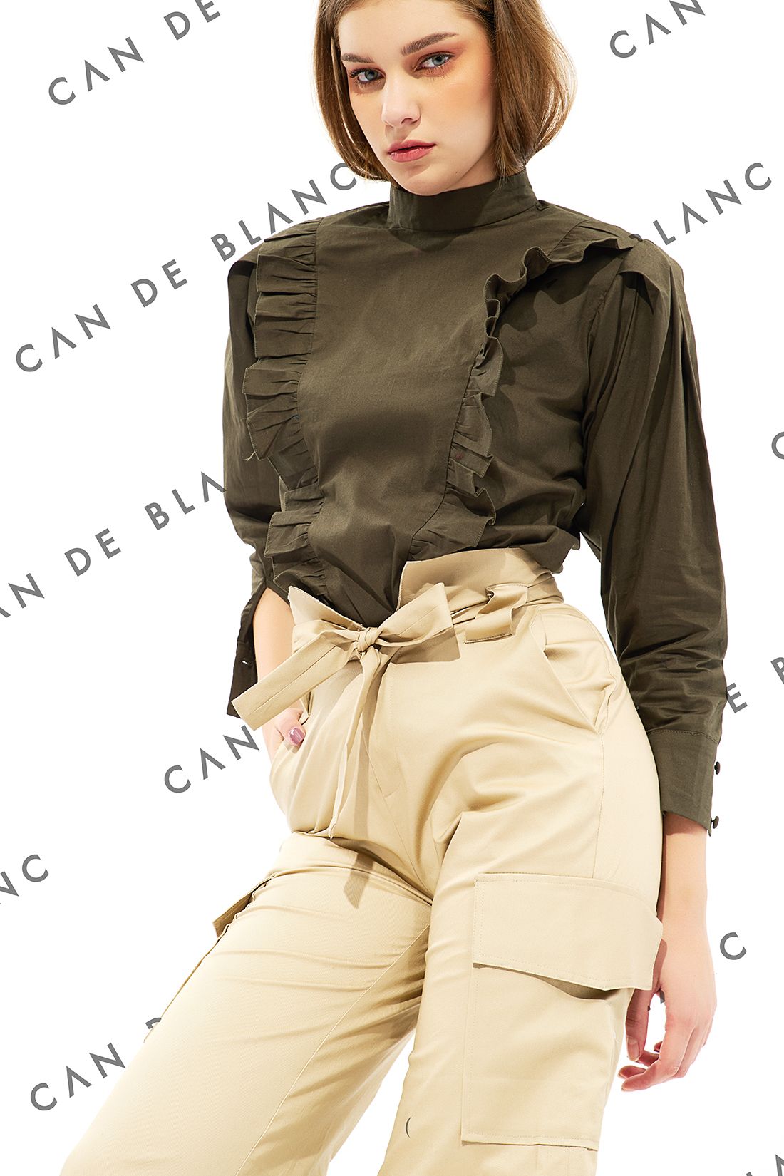 Cargo Flare Trousers With Belt