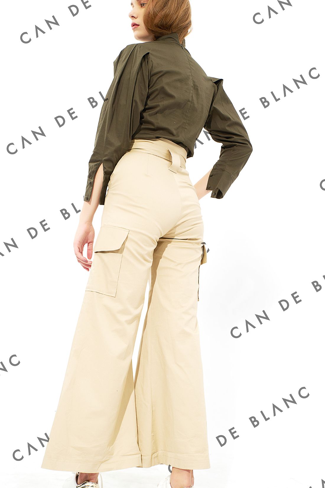 Cargo Flare Trousers With Belt